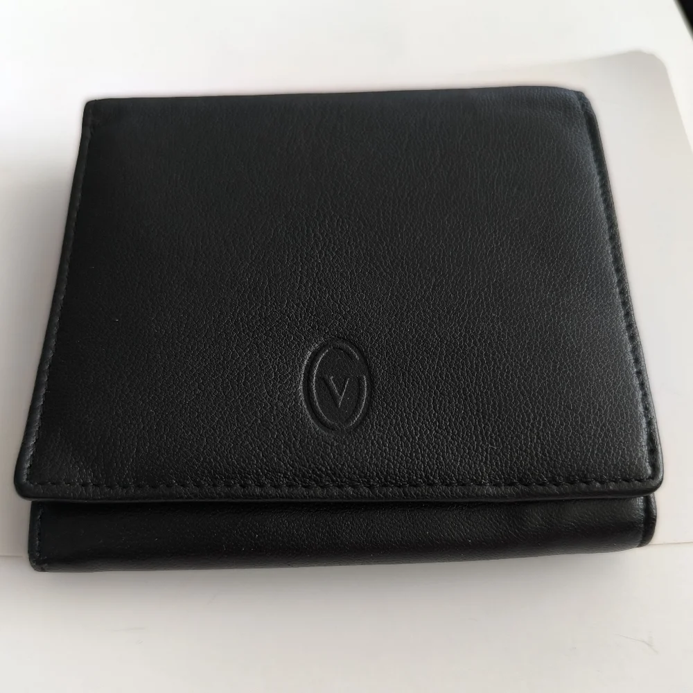 Men's Bifold Wallet Gianni Valentino Black Leather Multiple Compartments